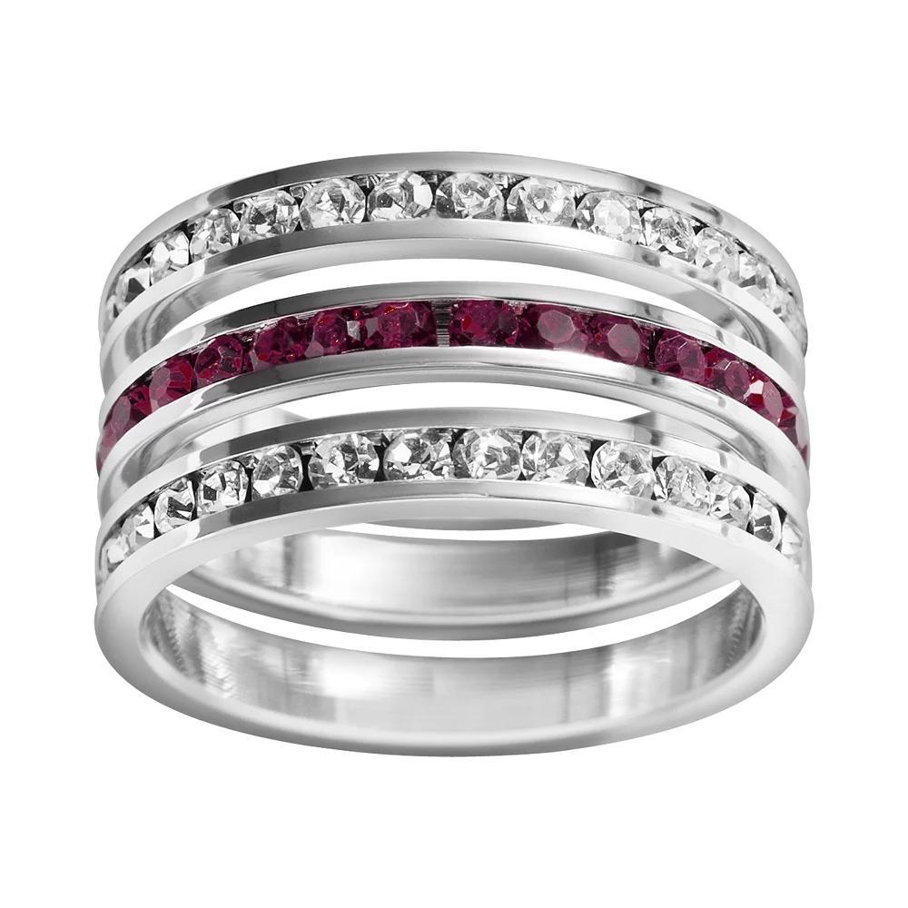Traditions Jewelry Company Sterling Silver Crystal Eternity Ring Set, Womens White Blue Product Image