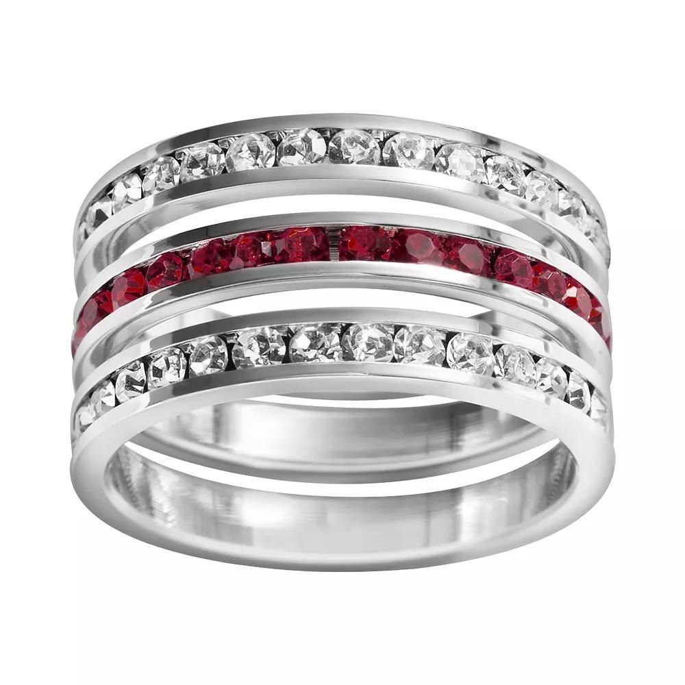 Traditions Jewelry Company Sterling Silver Crystal Eternity Ring Set, Womens White Blue Product Image