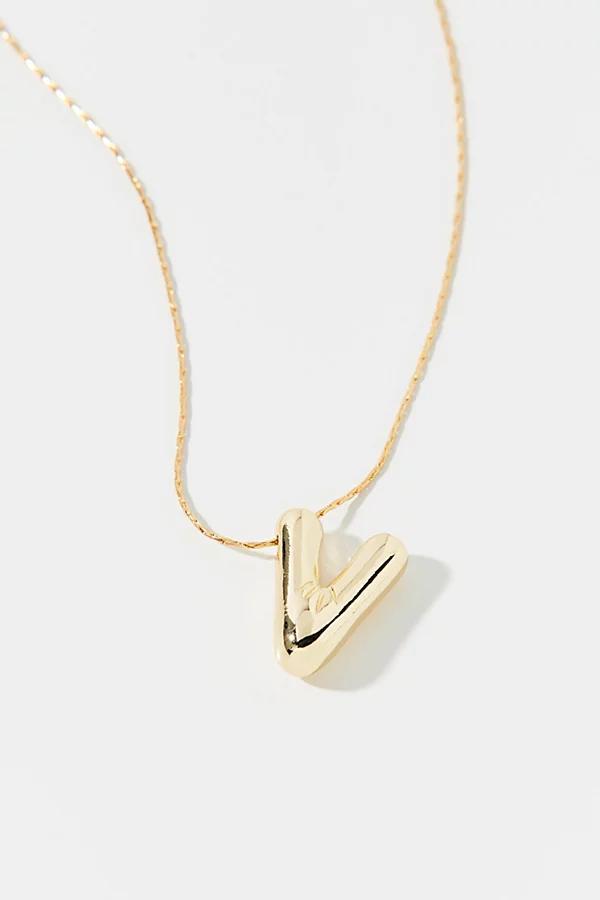 14k Gold Plated Bubble Initial Charm Necklace, Womens at Urban Outfitters Product Image