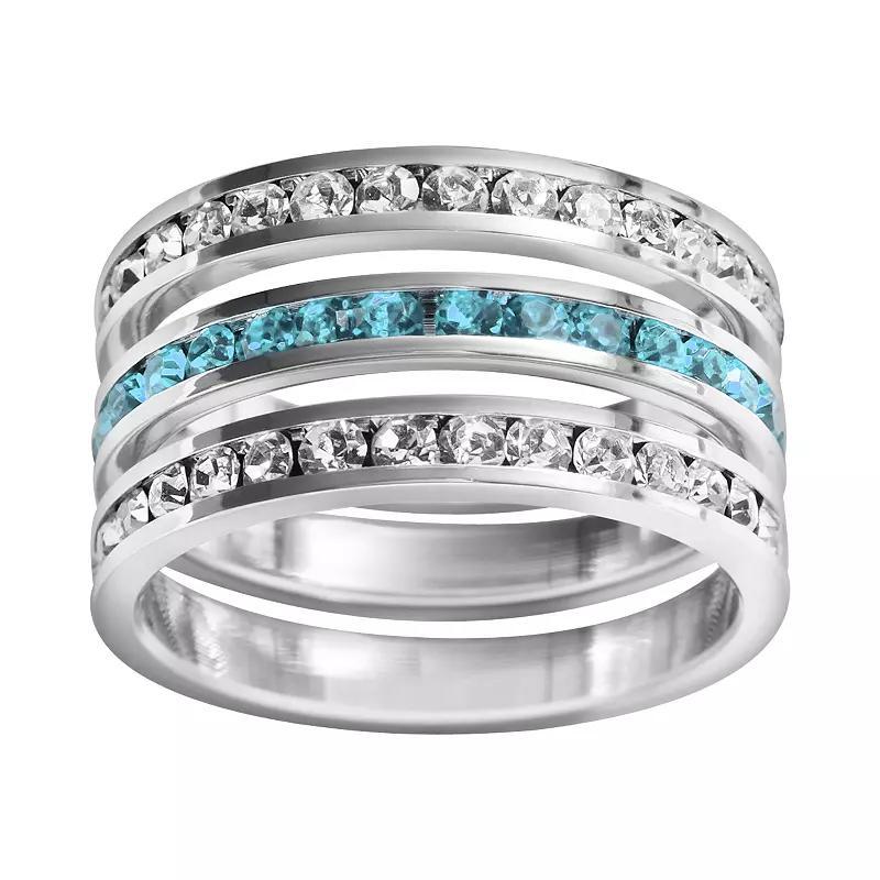 Traditions Jewelry Company Sterling Silver Crystal Eternity Ring Set, Womens White Blue Product Image