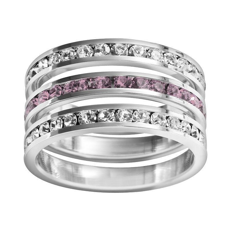 Traditions Jewelry Company Sterling Silver Crystal Eternity Ring Set, Womens White Blue Product Image