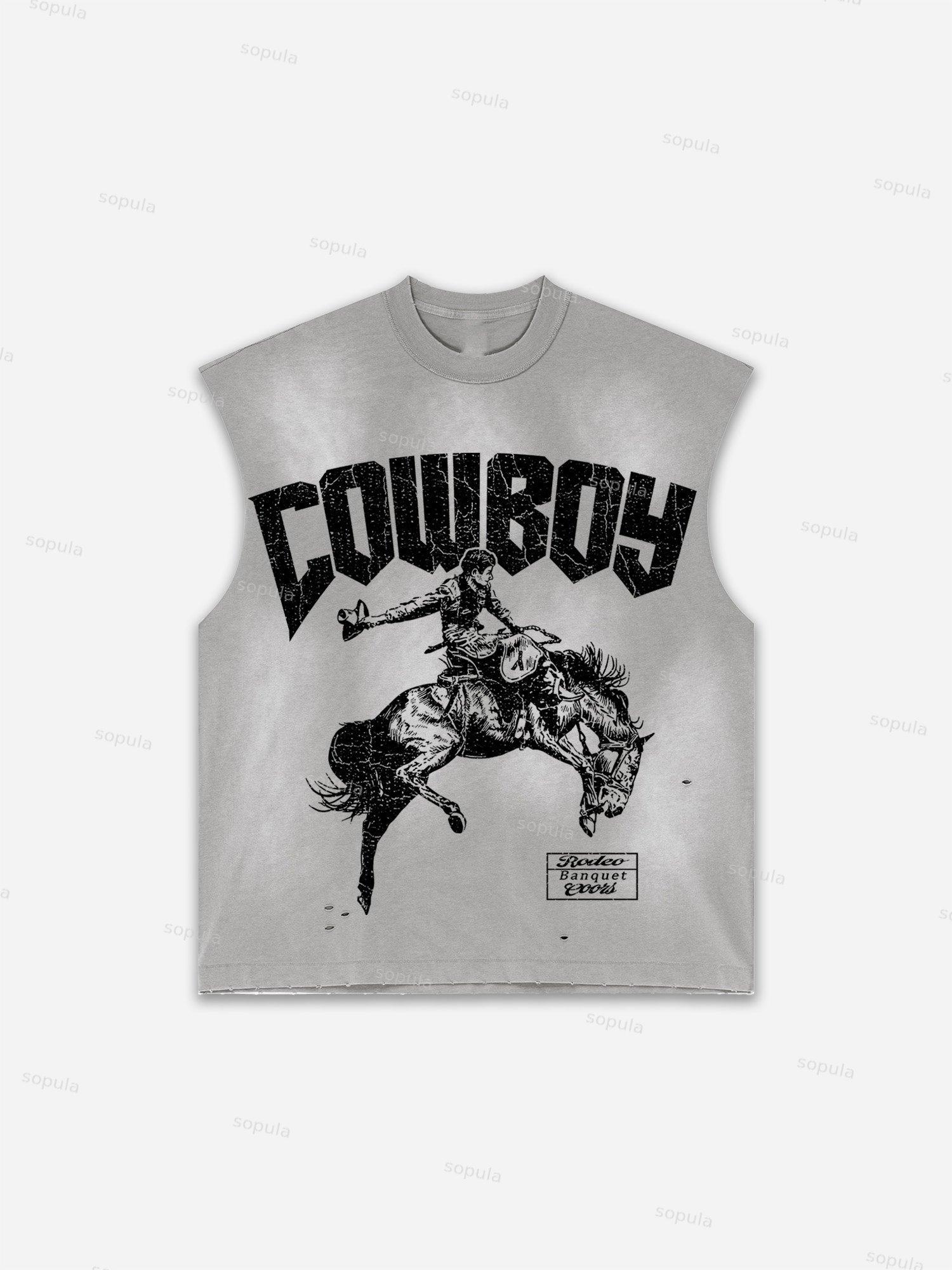 Men's Washed Savage Eagle Head Print Tank Top Product Image