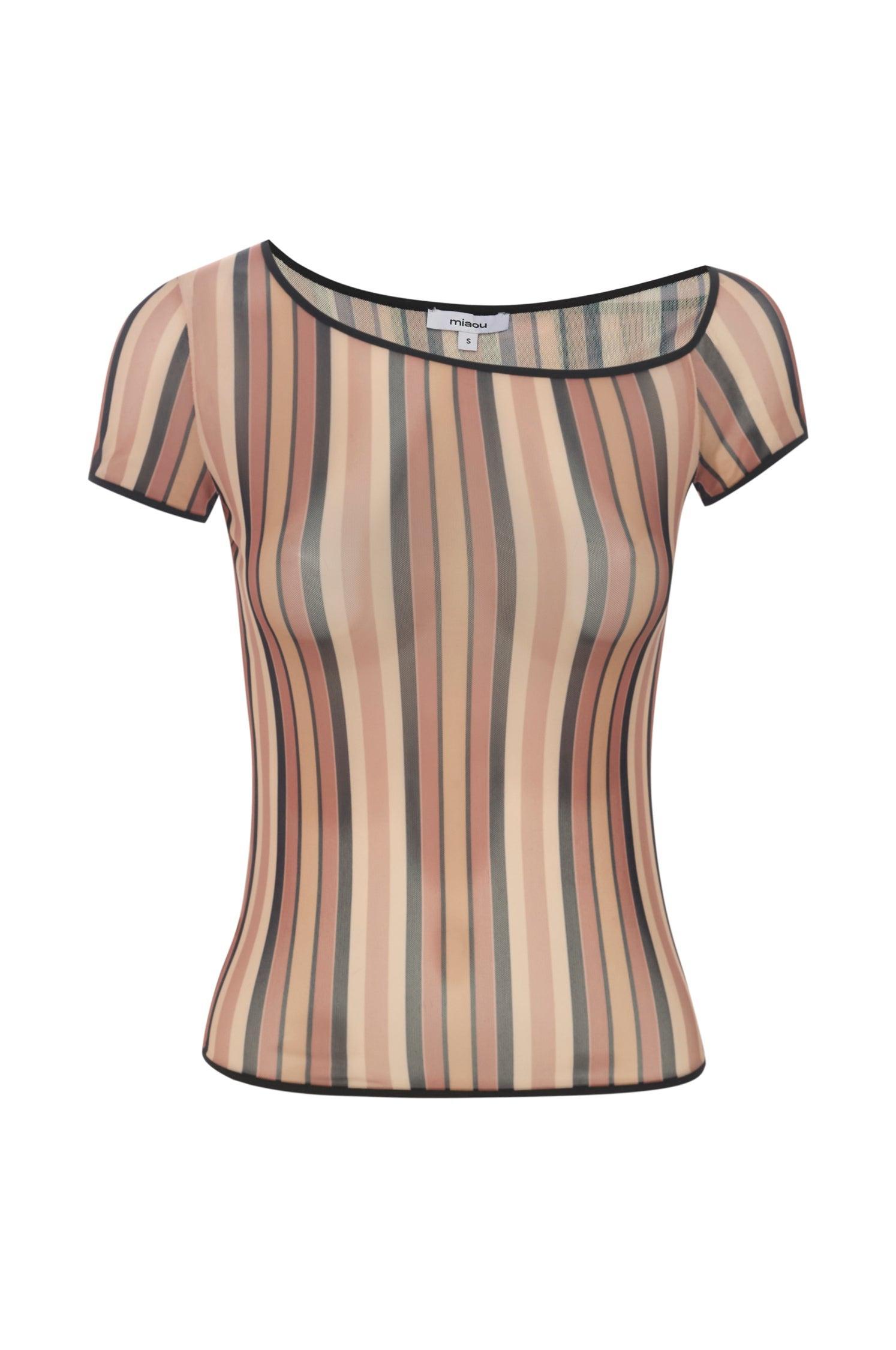 MIMI TEE - SALMON STRIPE Product Image