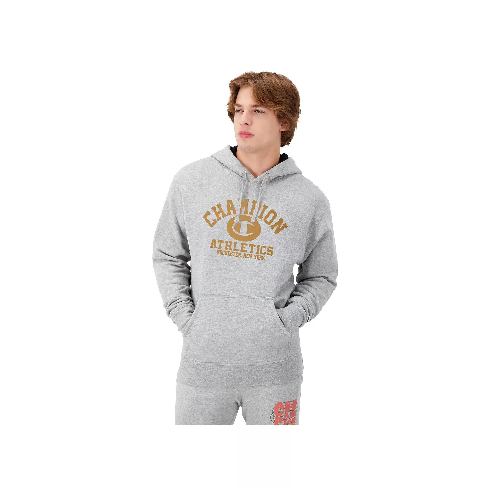 Men's Champion® Powerblend Fleece Rochester New York Graphic Hoodie, Size: Large, Oxford Gray Product Image