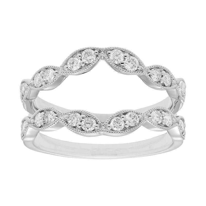 The Regal Collection 14k Gold 1/2 Carat T.W. Diamond Scalloped Enhancer Wedding Ring, Women's, Size: 6, Pink Product Image