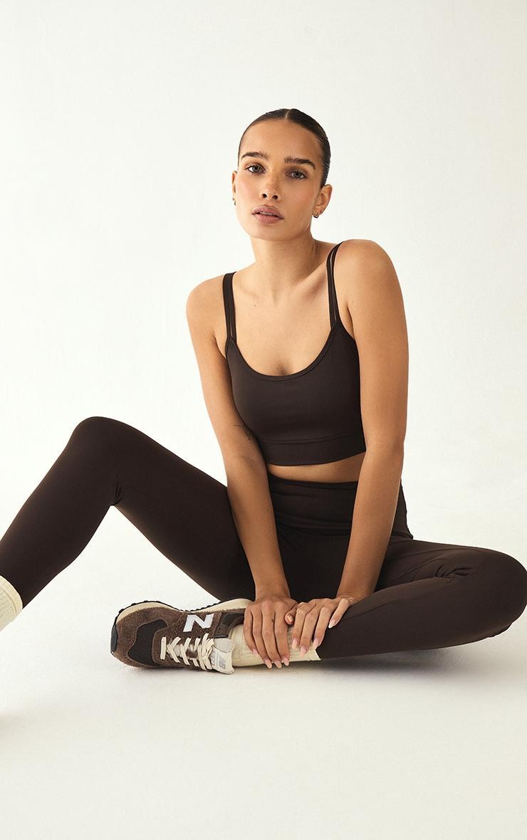 Espresso Sculpt Padded Double Strap Sports Bra Product Image