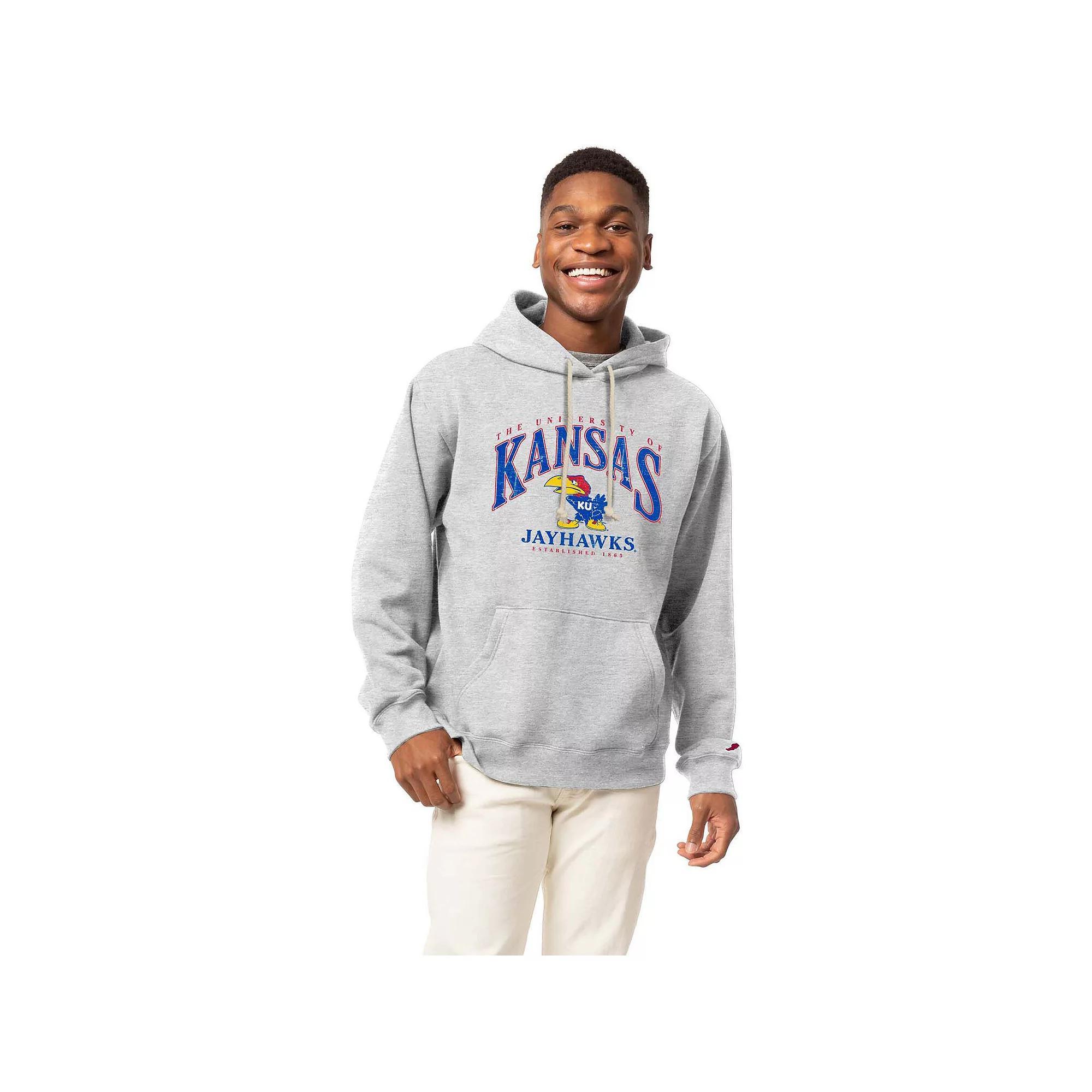 Mens Heather Gray Kansas Jayhawks Tall Arch Essential Pullover Hoodie Product Image