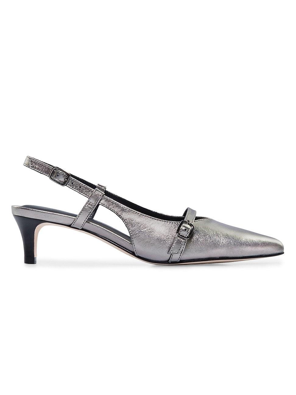 Womens Marietta Metallic Leather Kitten Heel Pumps Product Image
