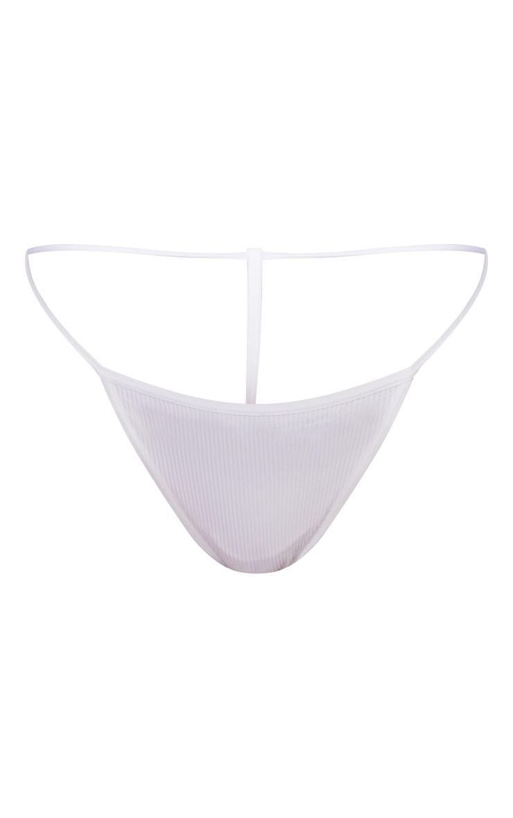 White Seamless Rib Tanga Thong Product Image