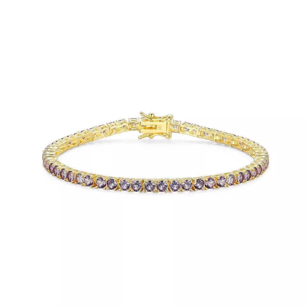 18k Gold over Silver Birthstone Tennis Bracelet, Women's, Size: 7.25", Cr Alexandrite June Product Image