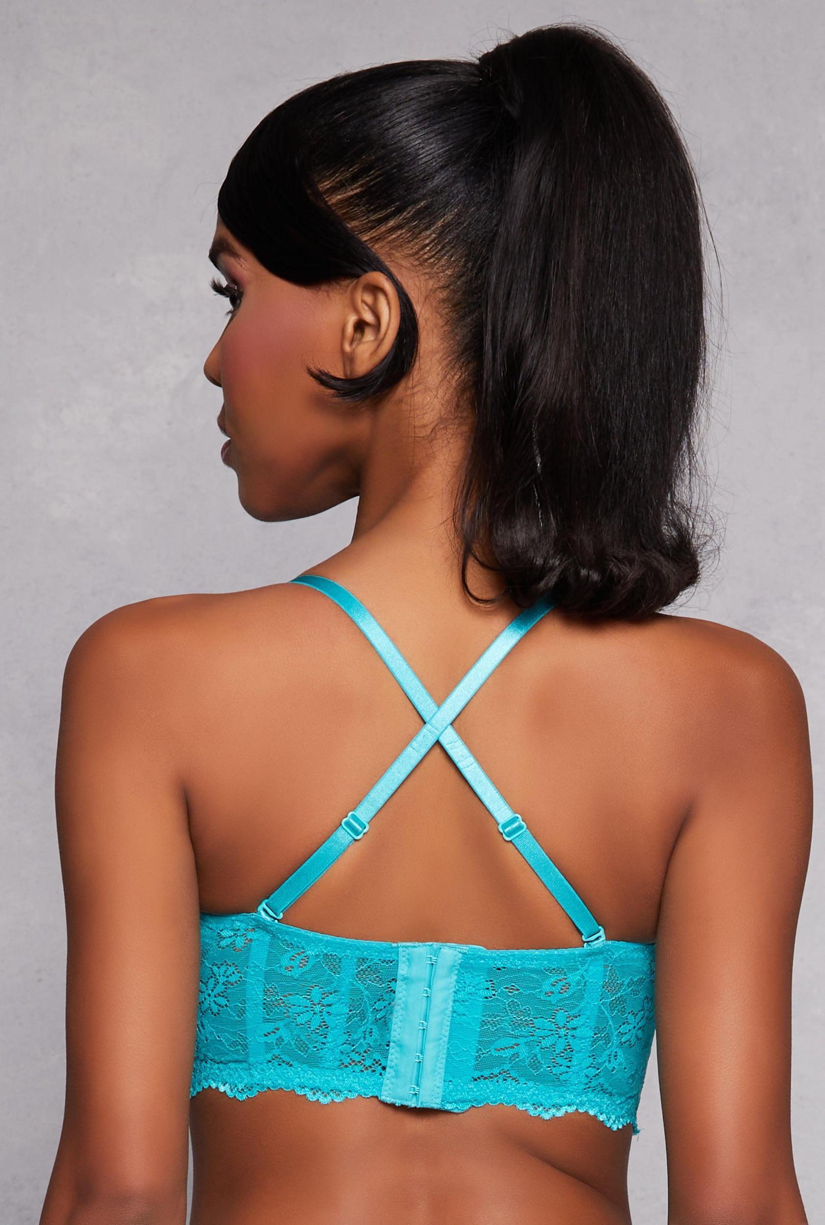 Floral Lace Longline Plunge Bra | Converts to Strapless Female Product Image