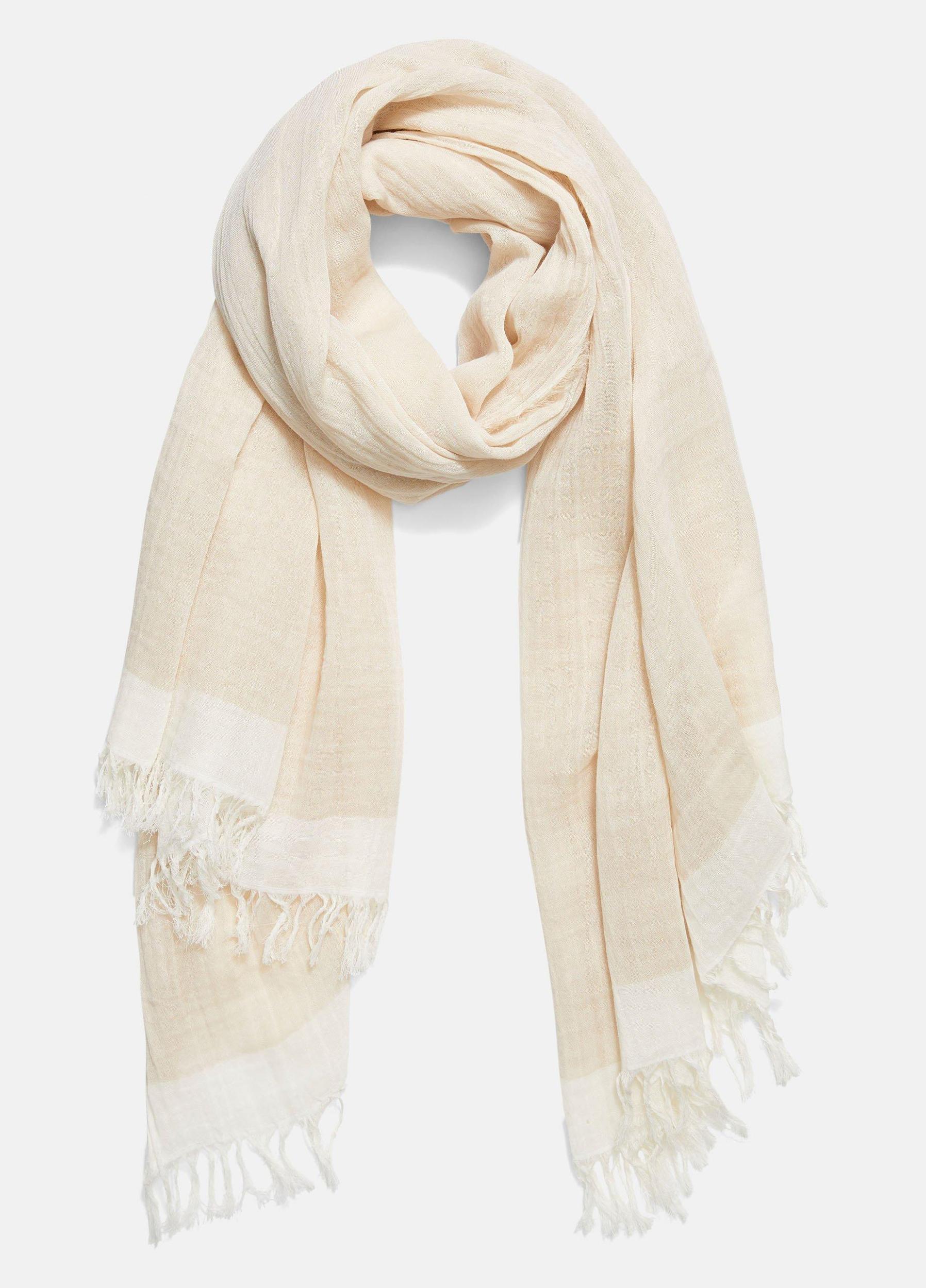 Womens Border-Stripe Cotton Scarf, Optic White/white Oak Vince Product Image