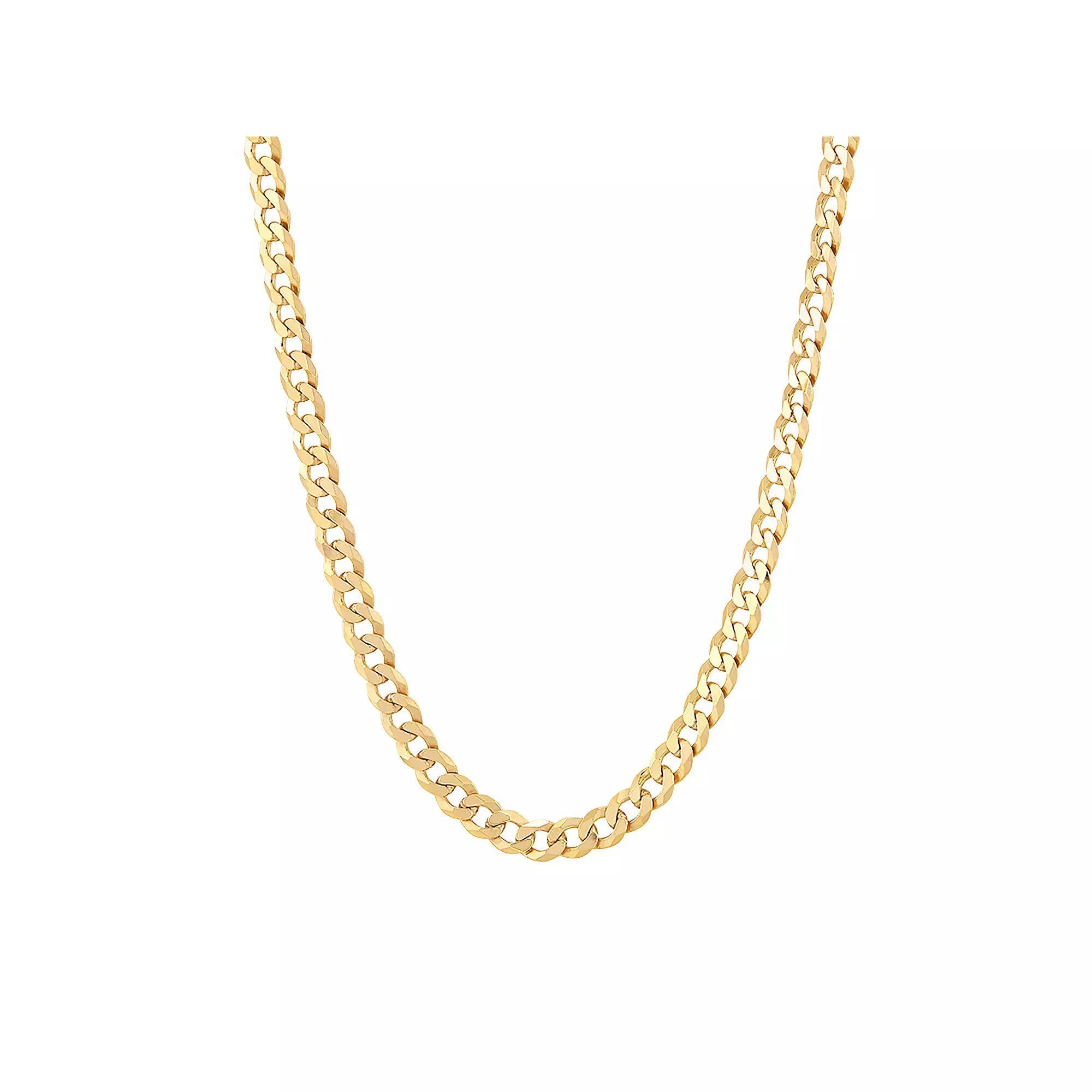 Everlasting Silver Gold Over Silver Solid Flat Curb Chain Necklace, Womens Gold Tone Product Image