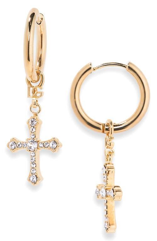 Womens Gold-Plated & Glass Crystal Cross Hoop Earrings Product Image