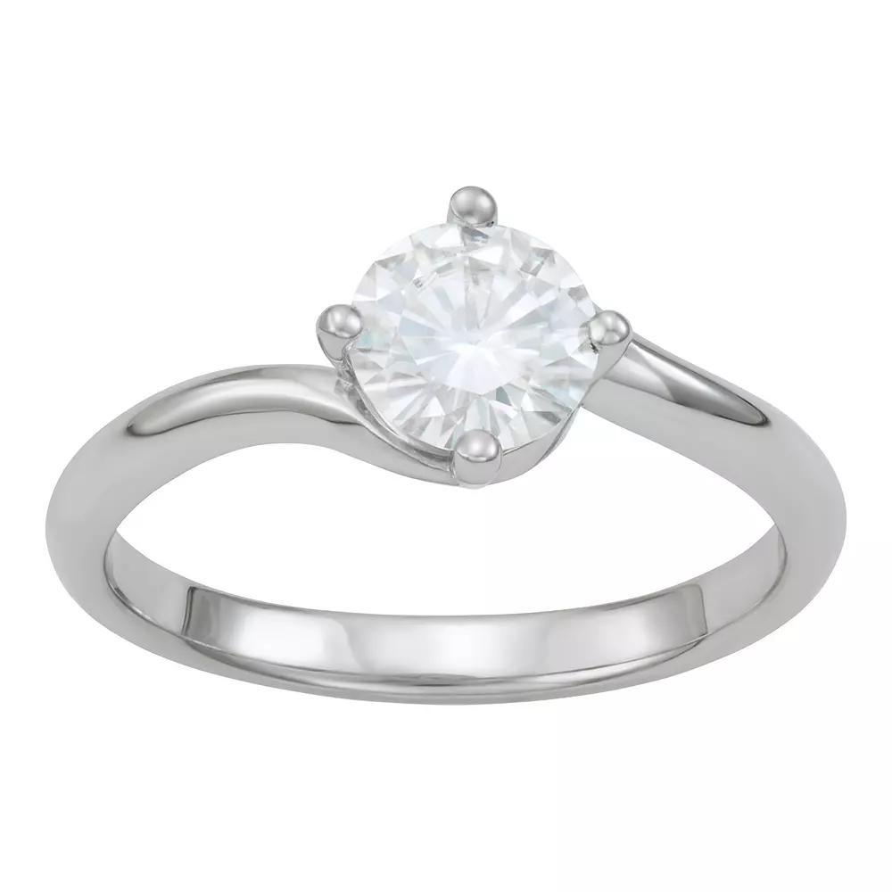 Charles & Colvard 14k White Gold 1 Carat T.W. Lab-Created Moissanite Solitaire Bypass Ring, Women's, Size: 6 Product Image