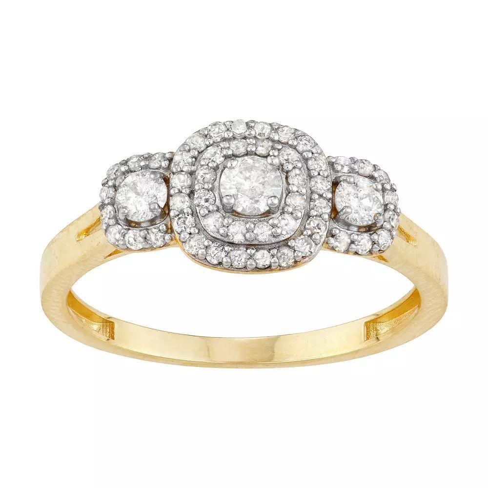 Tiara 10k Gold 1/2 Carat TW Diamond Halo Ring, Women's, Size: 6 Product Image