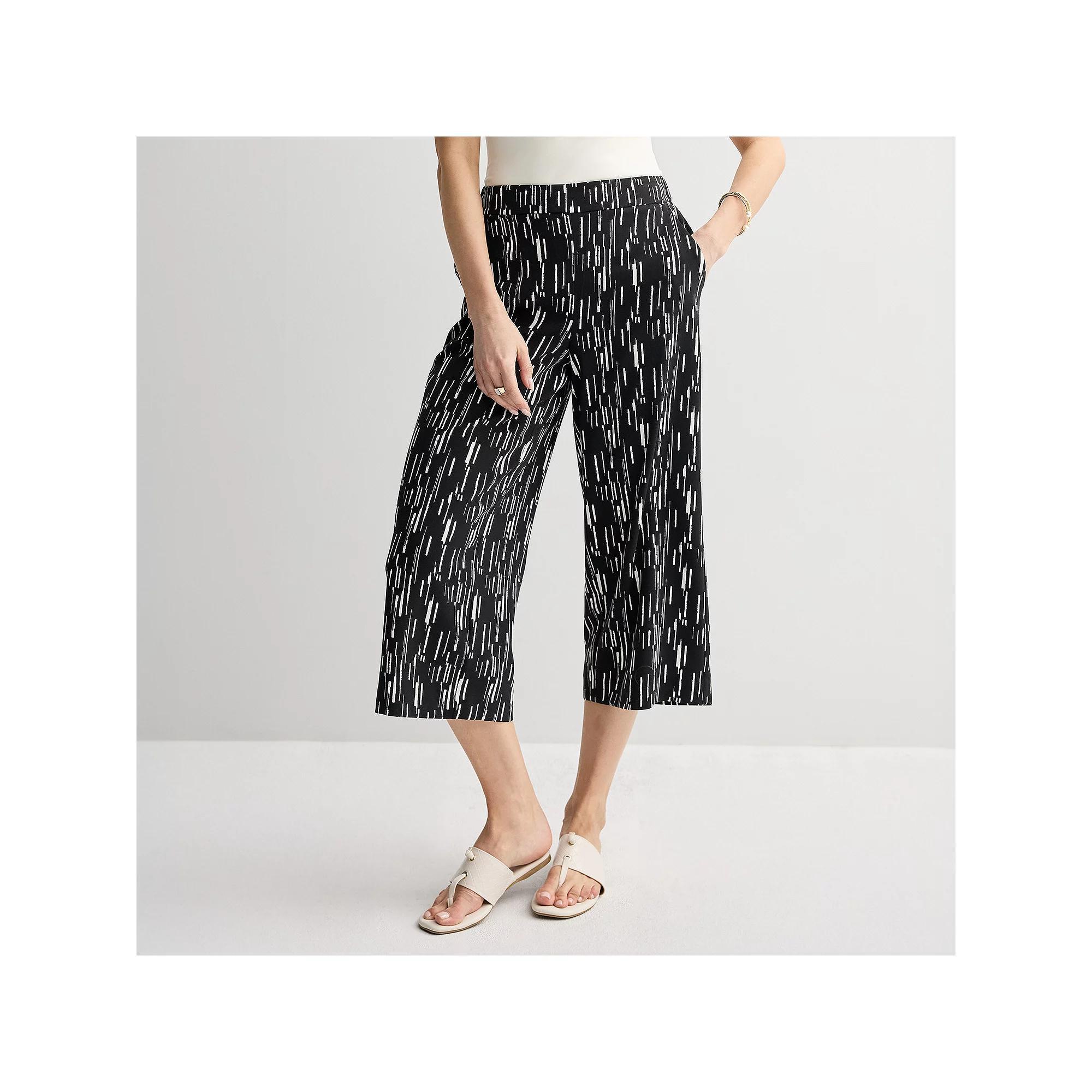 Womens Nine West Pull-On Wide-Leg Crop Pants Product Image