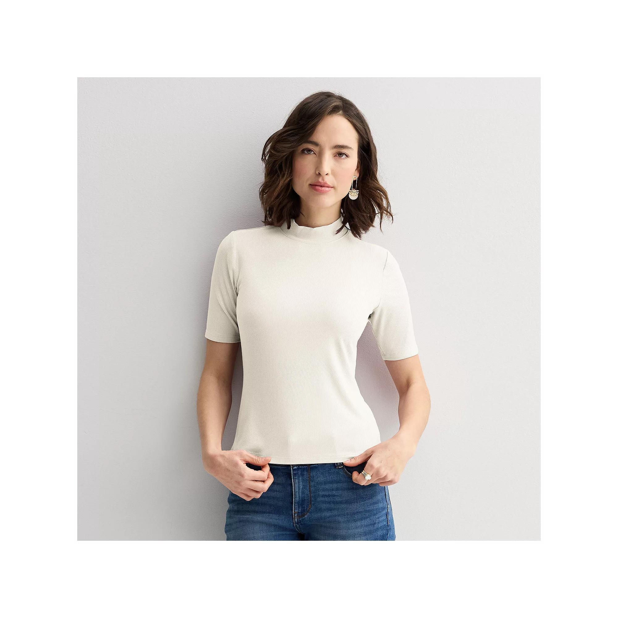 Women's Nine West Fitted Elbow Sleeve Mockneck T-Shirt, Size: XS, Washed Purple Product Image