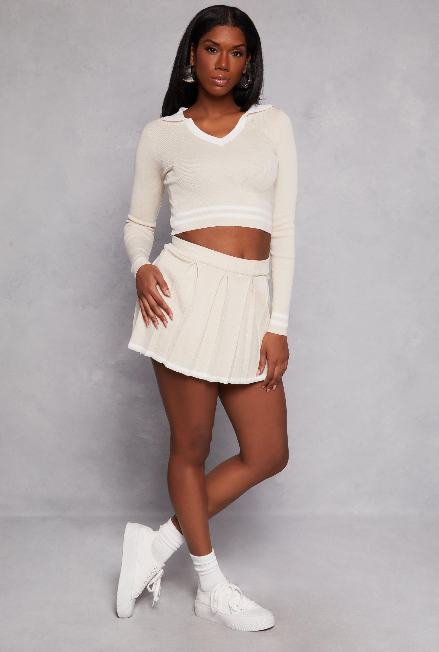 Womens Daisy Contrast Trim Pleated Skirt Product Image