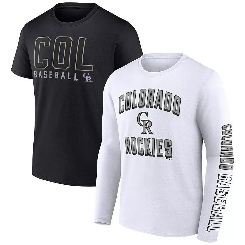 Men's Fanatics Branded Black/White Colorado Rockies Two-Pack Combo T-Shirt Set, Size: Medium Product Image