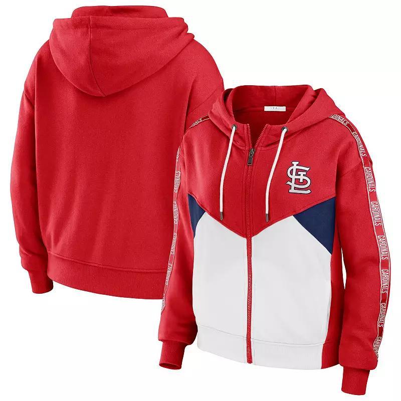 Women's WEAR by Erin Andrews Red/White St. Louis Cardinals Color Block Full-Zip Hoodie, Size: Small Product Image