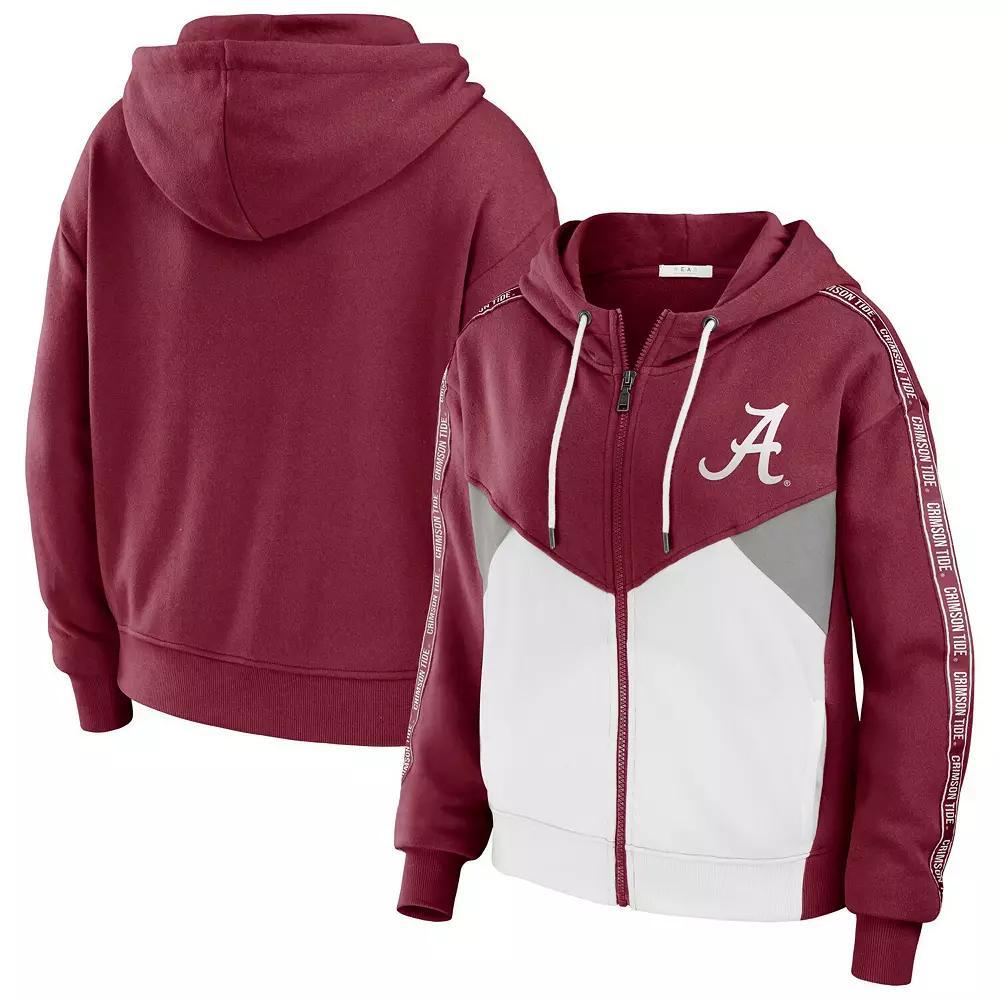 Women's WEAR by Erin Andrews Crimson Oklahoma Sooners Colorblock Full-Zip Hoodie Jacket, Size: Medium, Red Product Image