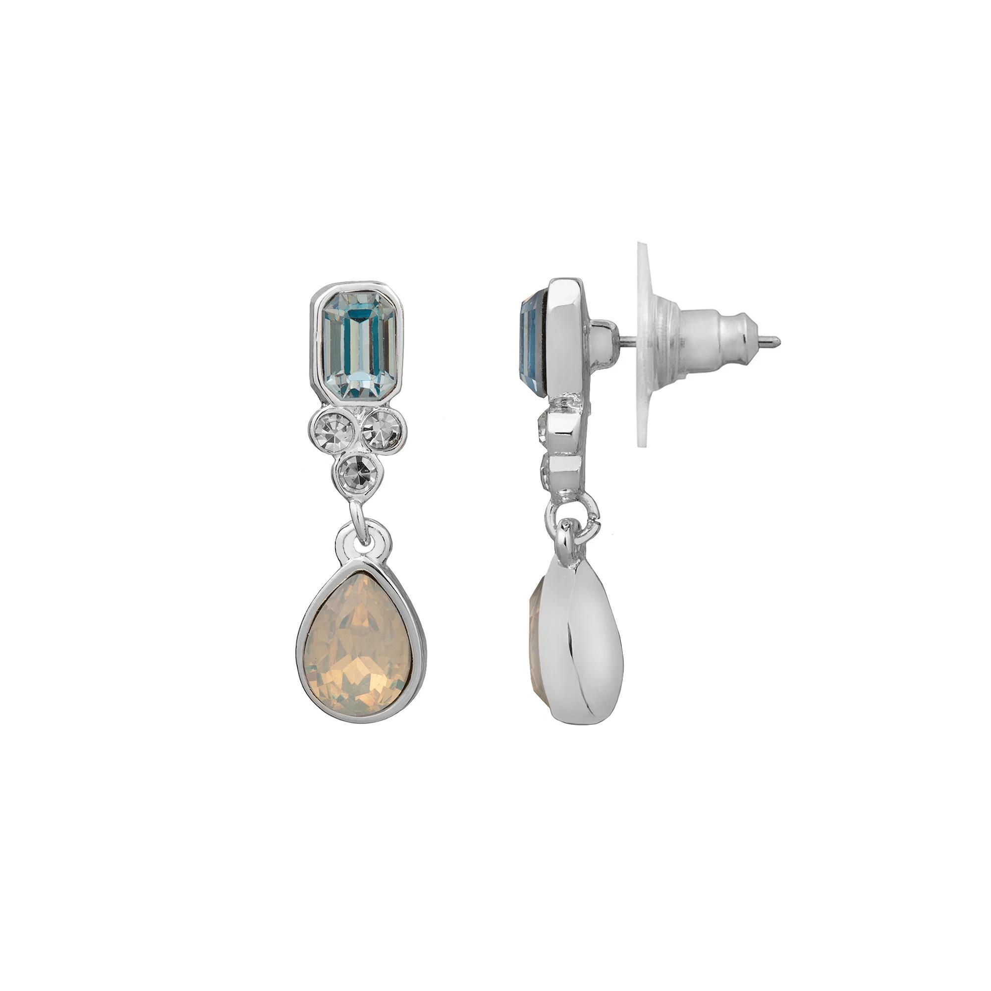 LC Lauren Conrad Silver Tone Stone Drop Earrings, Women's Product Image