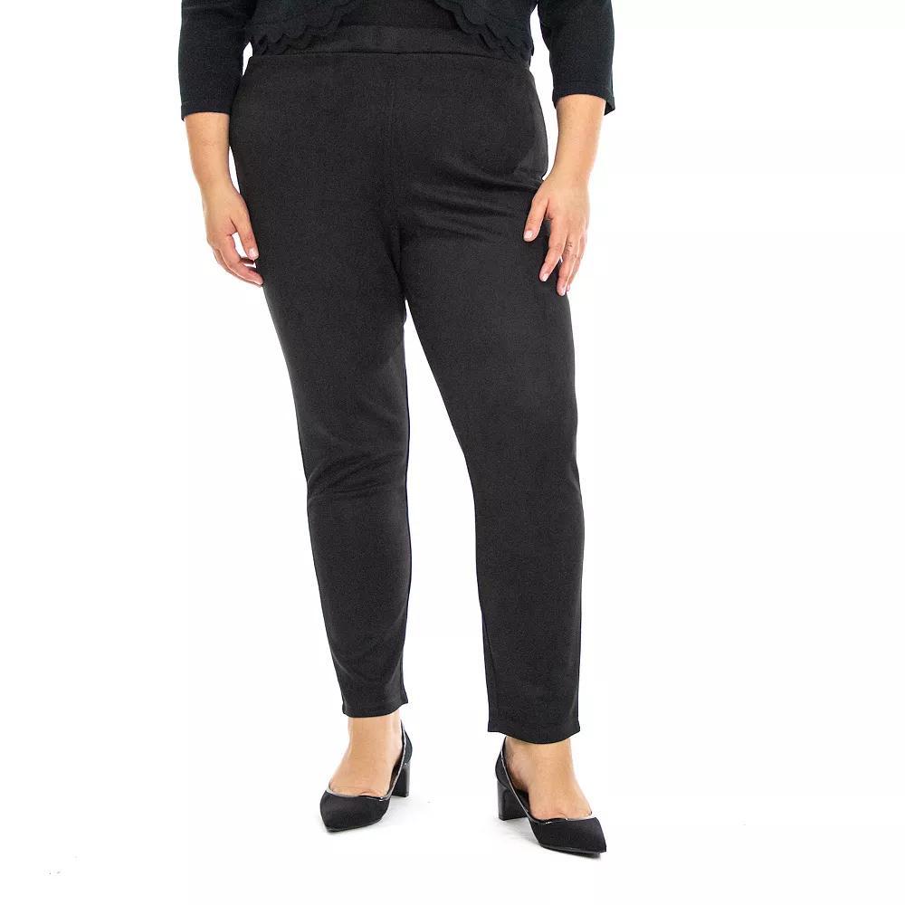 Plus Size Nina Leonard Scuba Faux-Suede Pants, Women's, Size: 1XL, Black Product Image