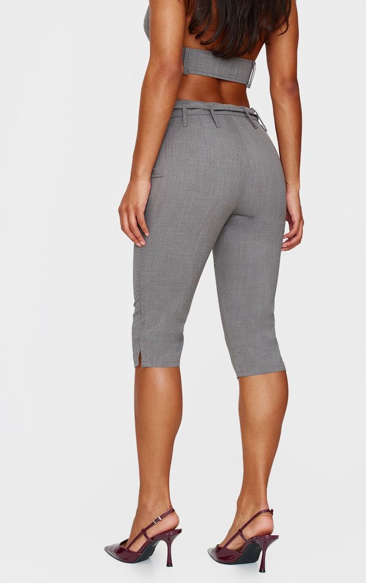 Grey Belt Detail Capri Pants Product Image