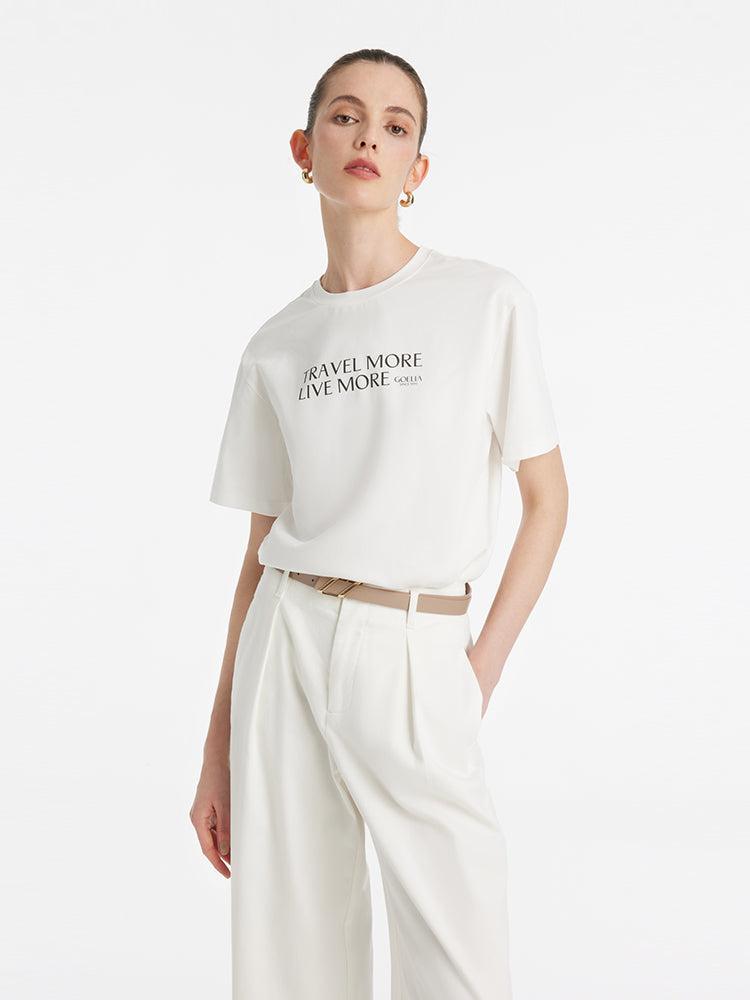 Pure Cotton Chic Letter Print Women T-Shirt Product Image
