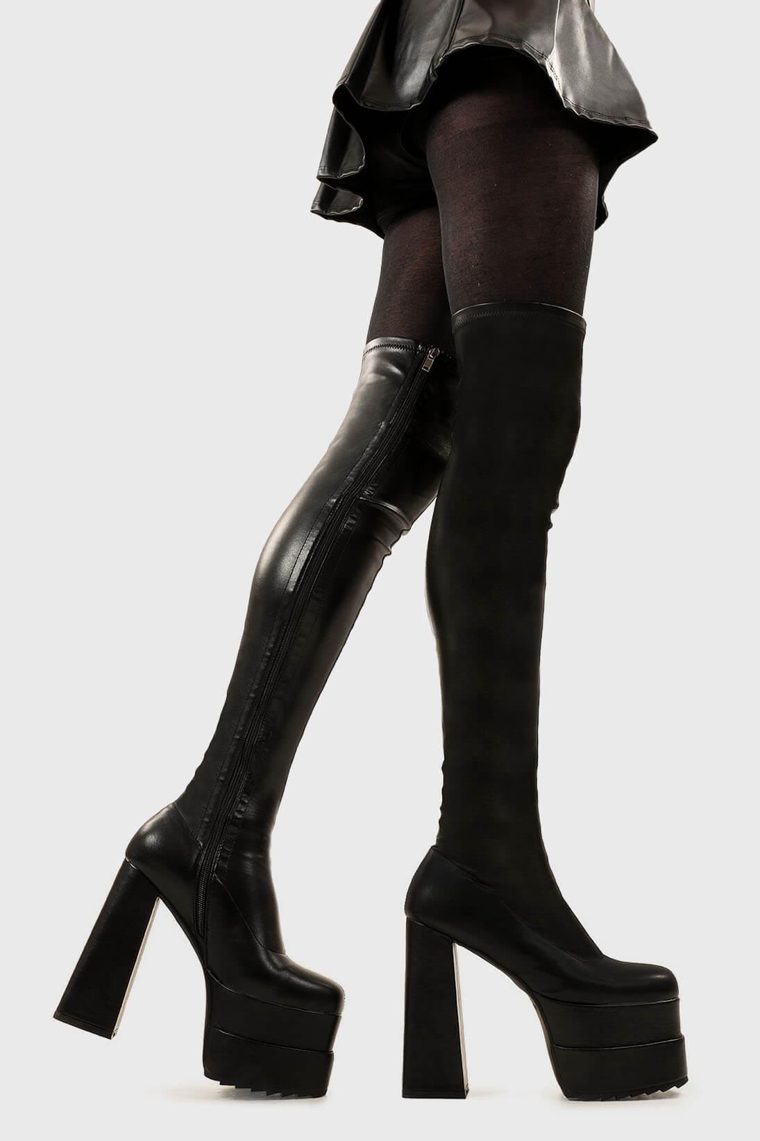 Fantasies Wide Calf Platform Thigh High Boots Product Image