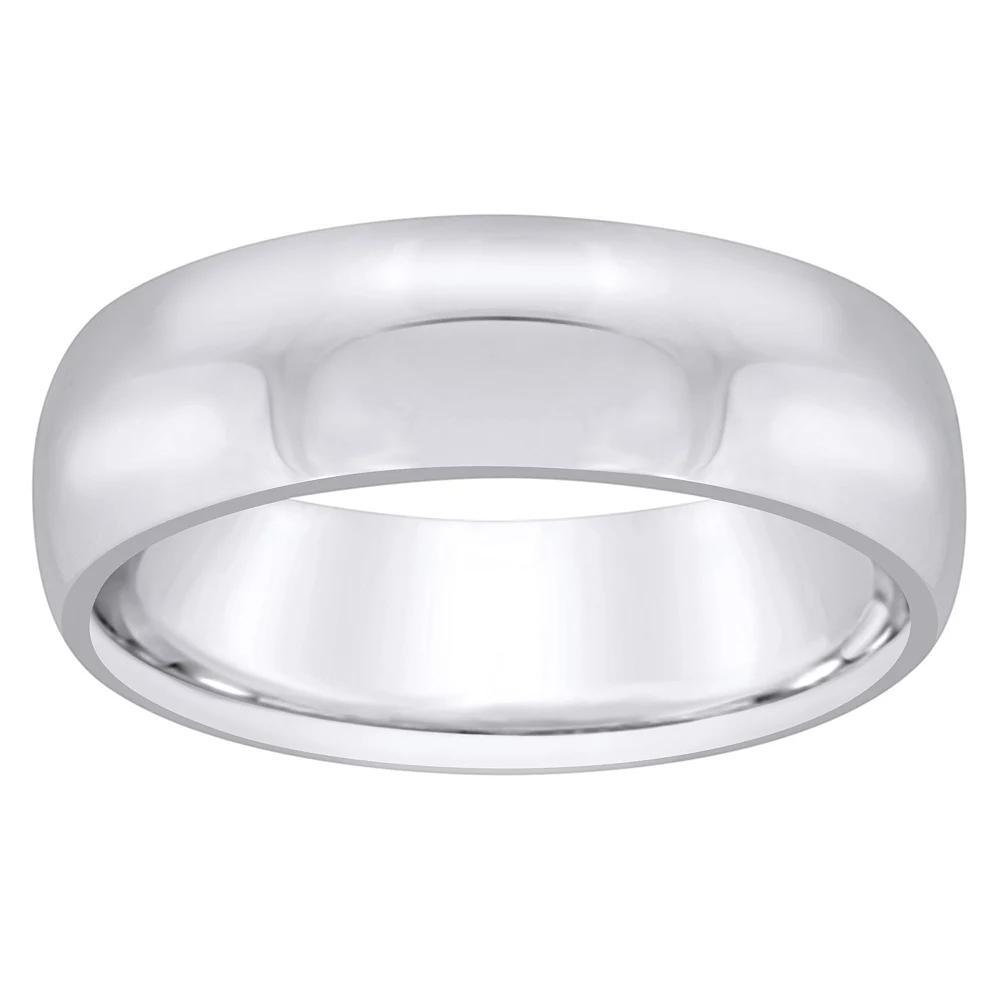 Alyson Layne Men's 6 mm Half Round Comfort Fit Wedding Band, Size: 11, 18k White Gold Product Image
