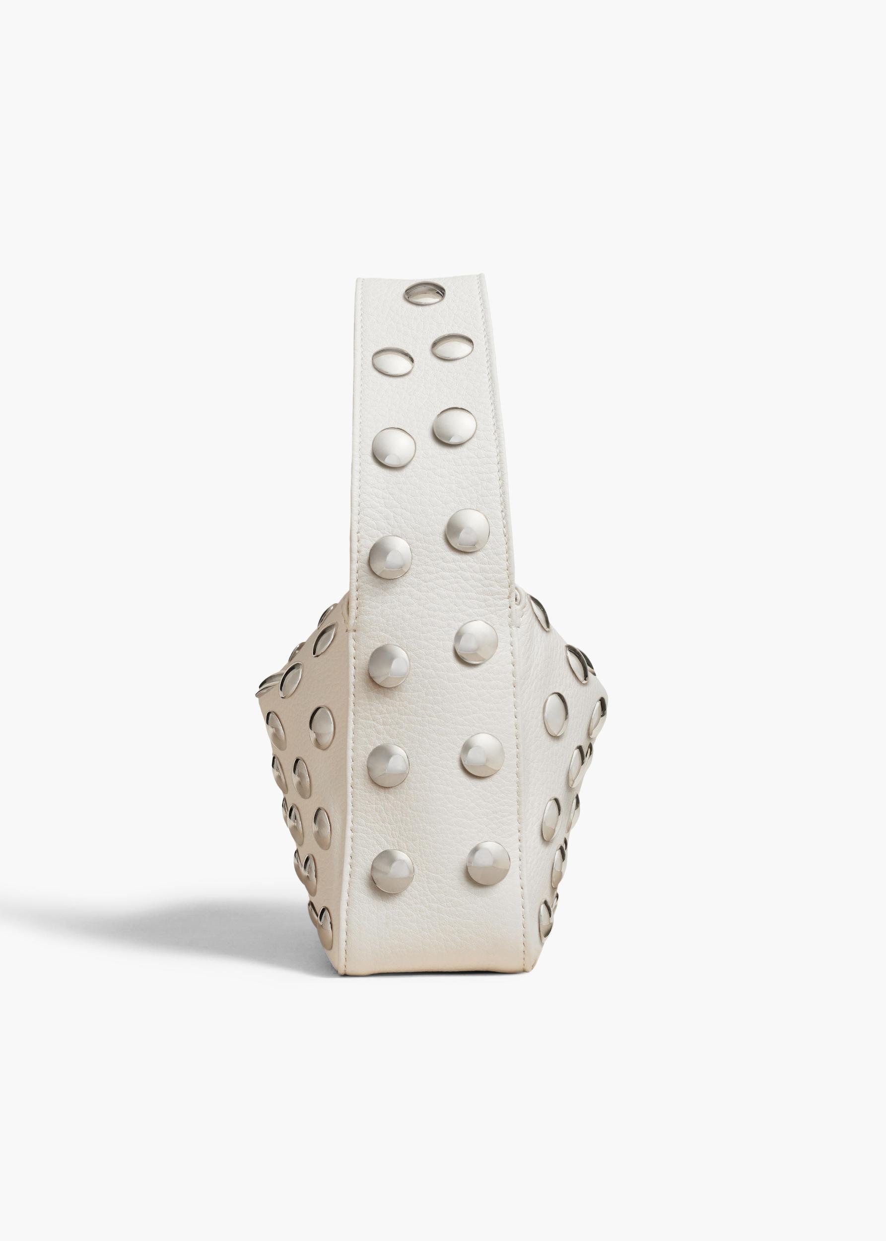 Small Elena Bag in Off-White Leather with Studs Product Image