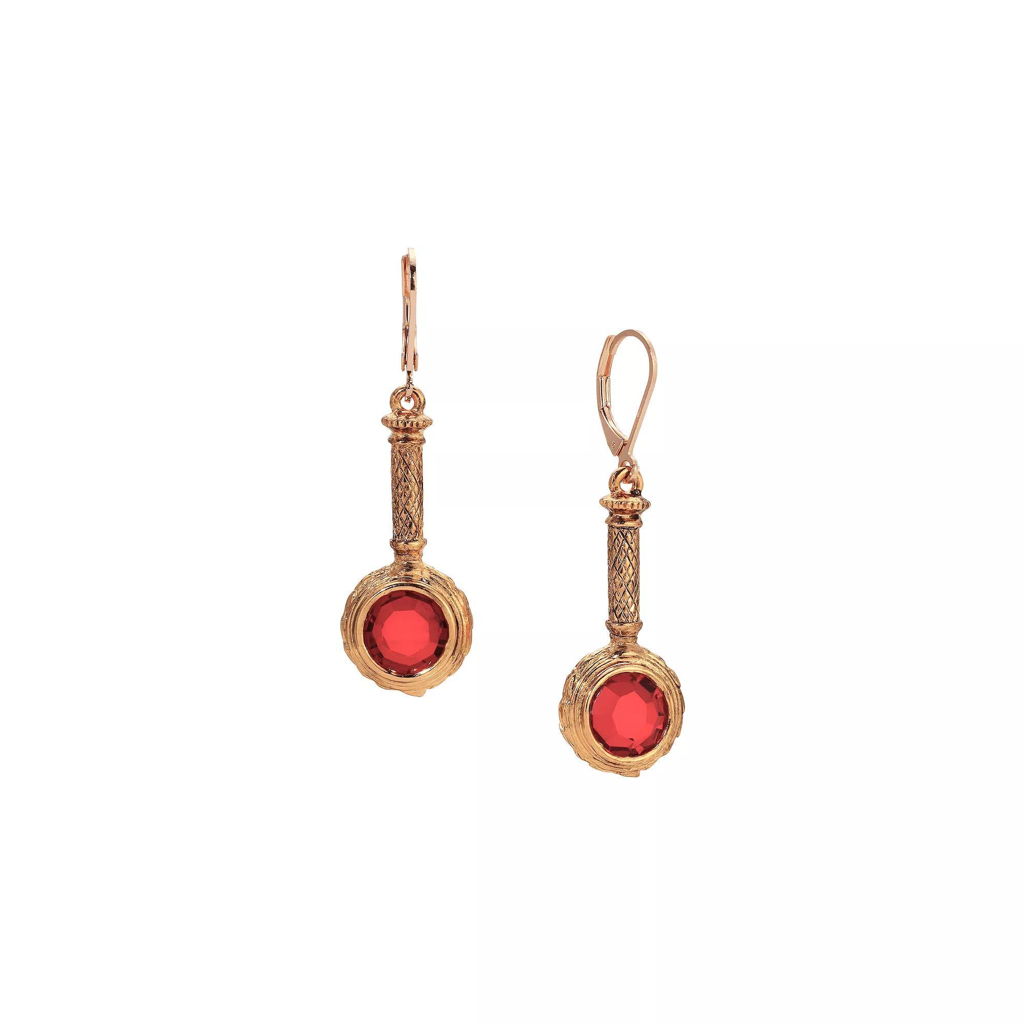 1928 Crystal Magnifying Glass Shaped Earrings, Womens, Red Product Image