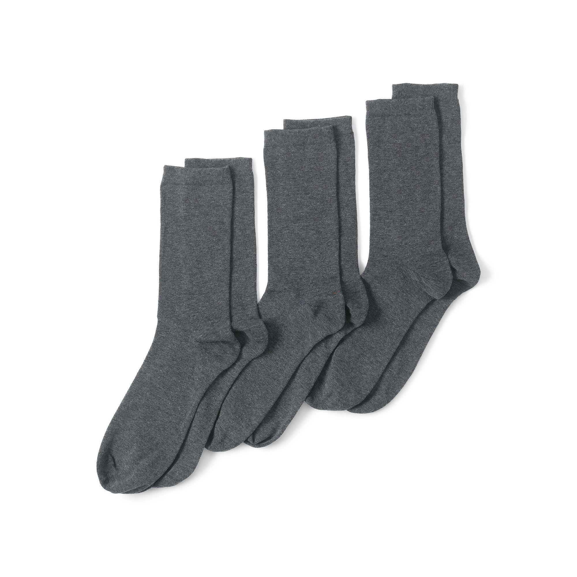 Women's Lands' End Seamless Toe Solid Crew Socks 3-Pack, Size: Small-Medium, Grey Heather Product Image