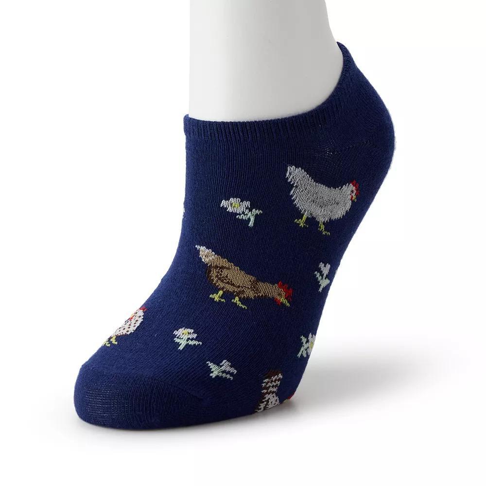 Women's Patterned No Show Socks, Size: 9-11, Blue Product Image