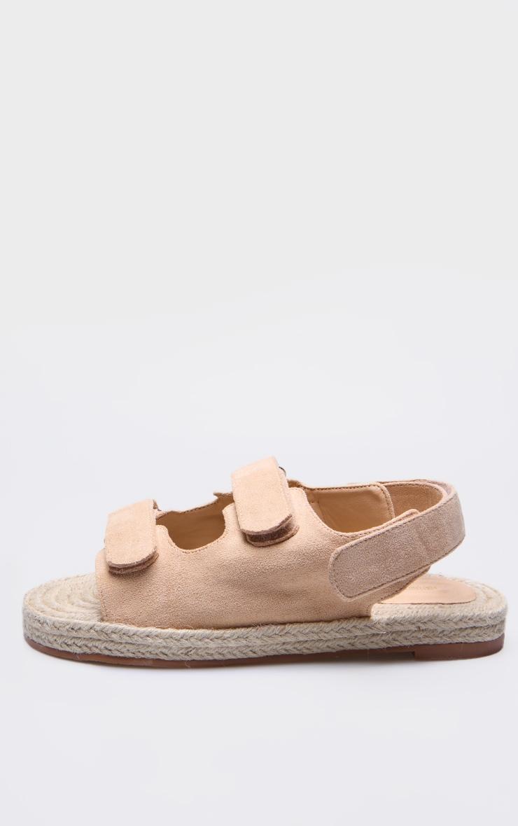 Camel Faux Suede Espadrille Sole Velcro Sandals Product Image