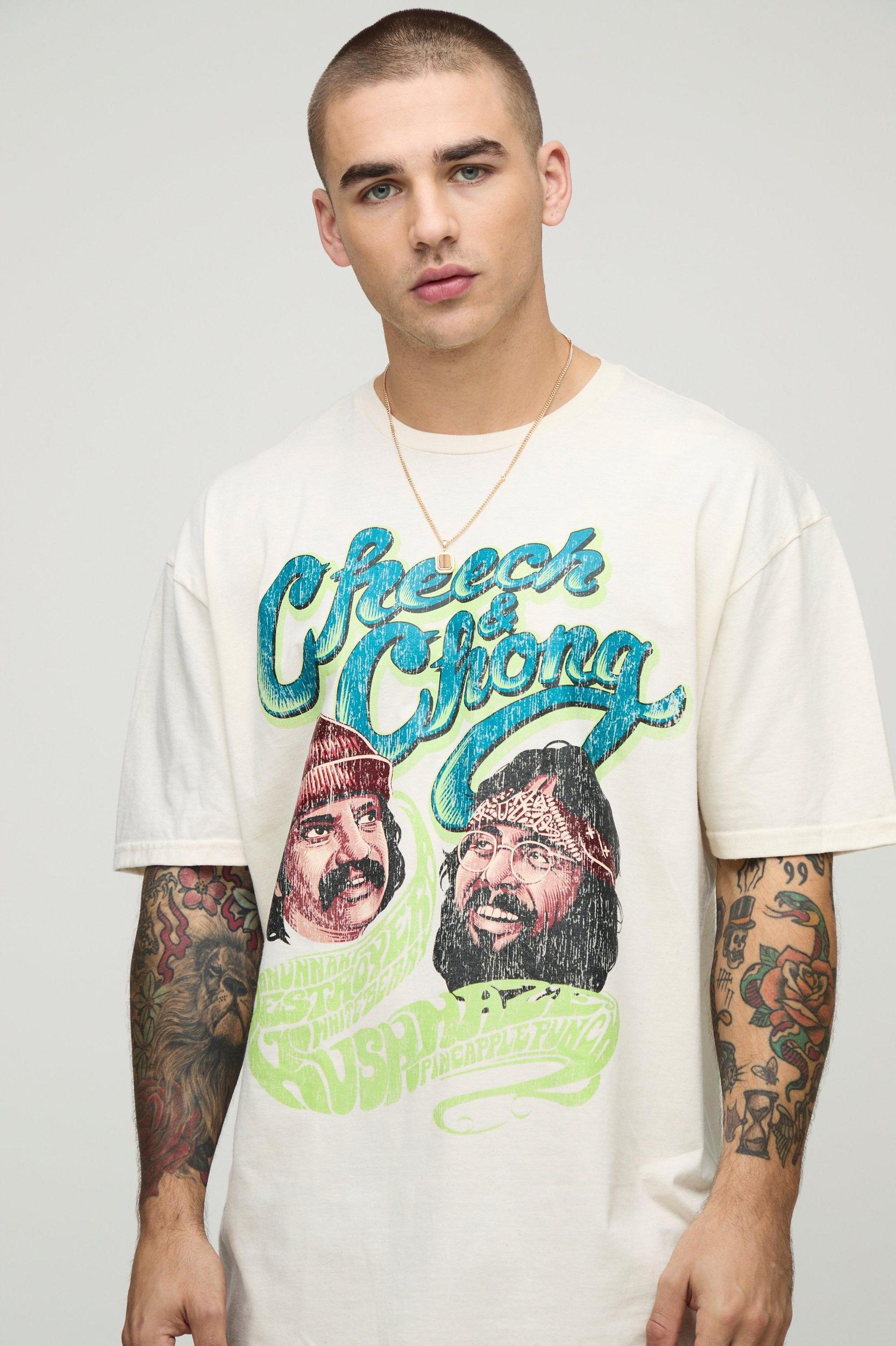 Ecru Oversized Cheech & Chong License T-Shirt | boohooMAN USA Product Image