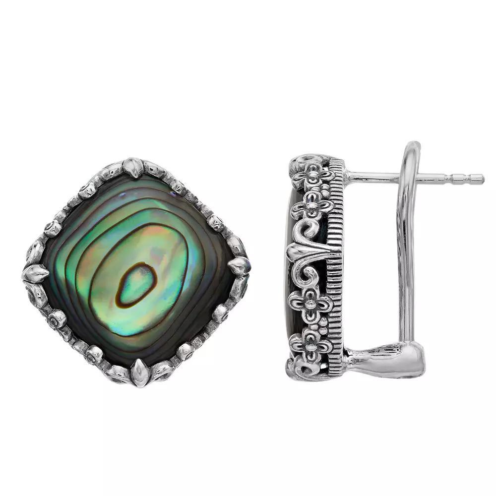 SIRI USA by TJM Sterling Silver Abalone Cushion Omega Earrings, Women's Product Image