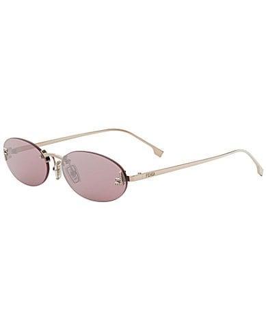 FENDI Unisex FENDI First Crystal 54mm Rectangle Sunglasses - Shiny Light Gold/Smoke Product Image