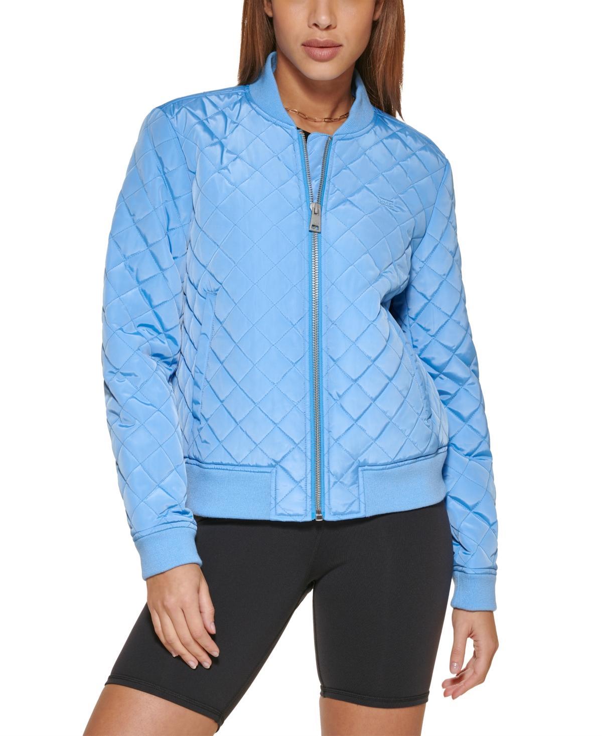 Womens Levis Diamond Quilted Bomber Jacket Dark Green Product Image