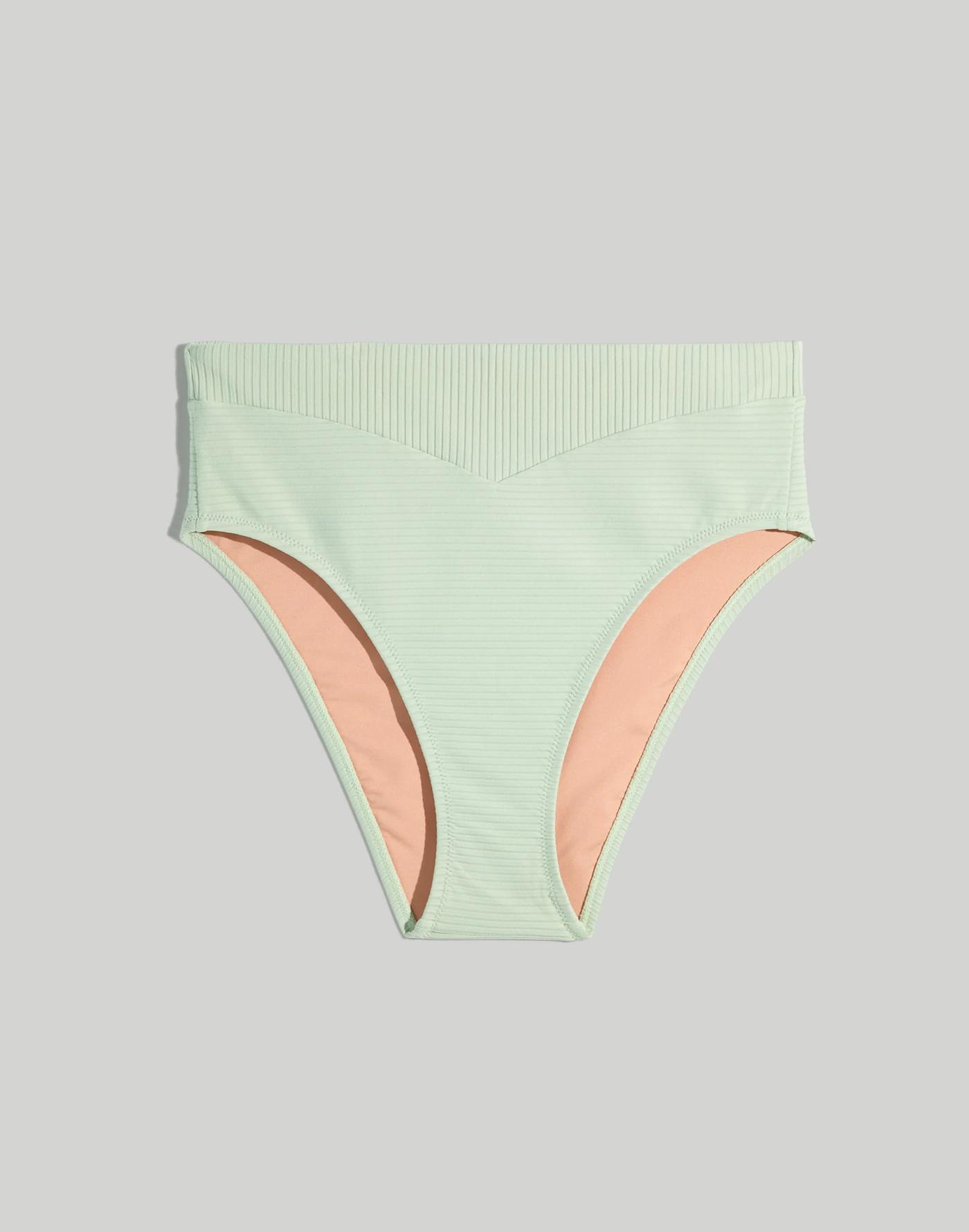Ribbed High-Cut Bikini Bottom Product Image