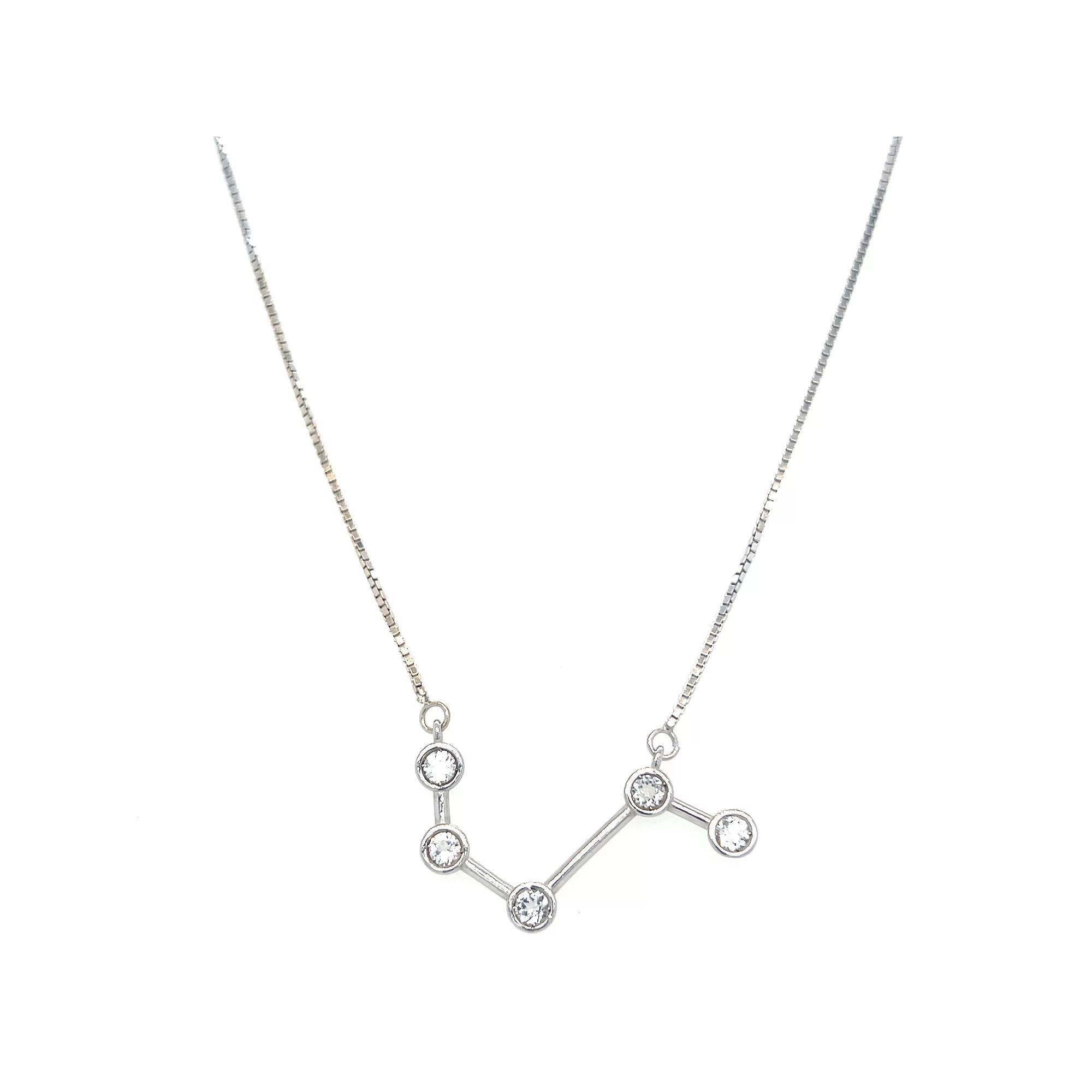 Meshmerise Sterling Silver White Topaz Zodiac Constellation Necklace, Women's, Size: 16-18" ADJ, Silver Tone Aries Product Image