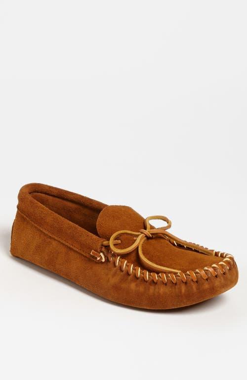 Minnetonka Mens Leather Laced Softsole Slippers Product Image