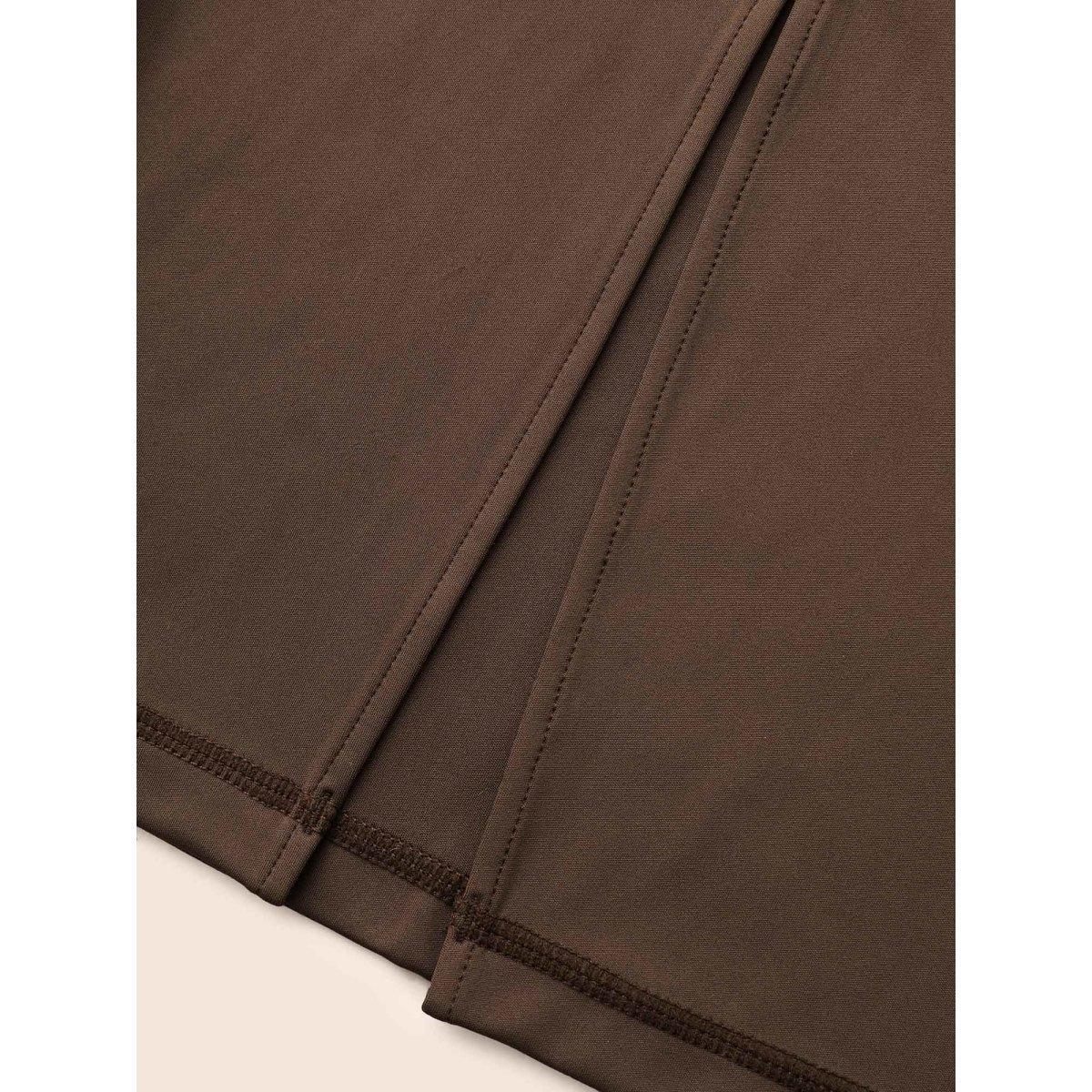 Plus Size High Stretch Split Hem Bootcut Leggings Women DarkBrown Casual High stretch Bootcut Mid Rise Everyday Leggings BloomChic 30/6X Product Image