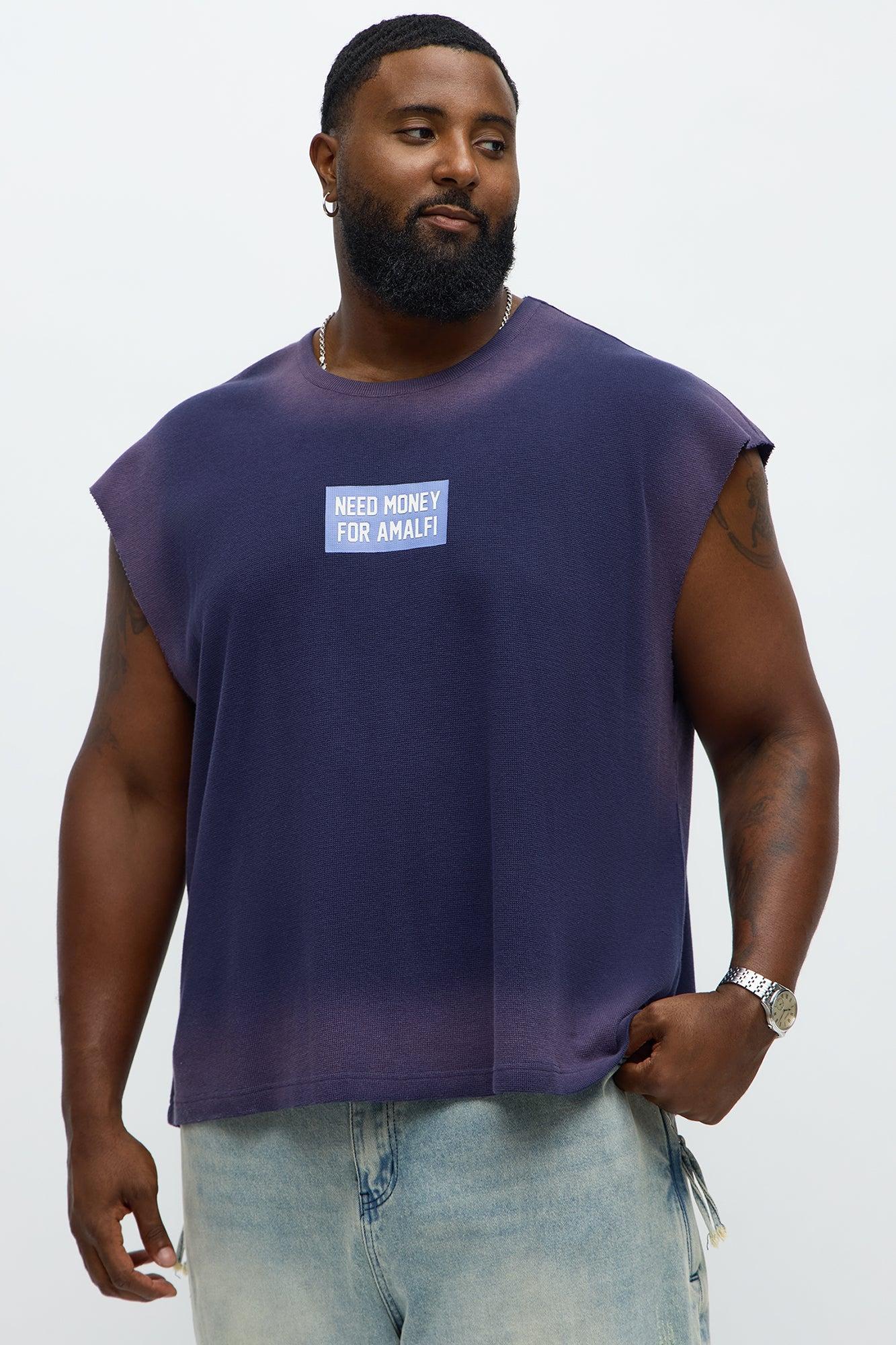 Relaxed Washed Quote Muscle Tank - Navy Product Image