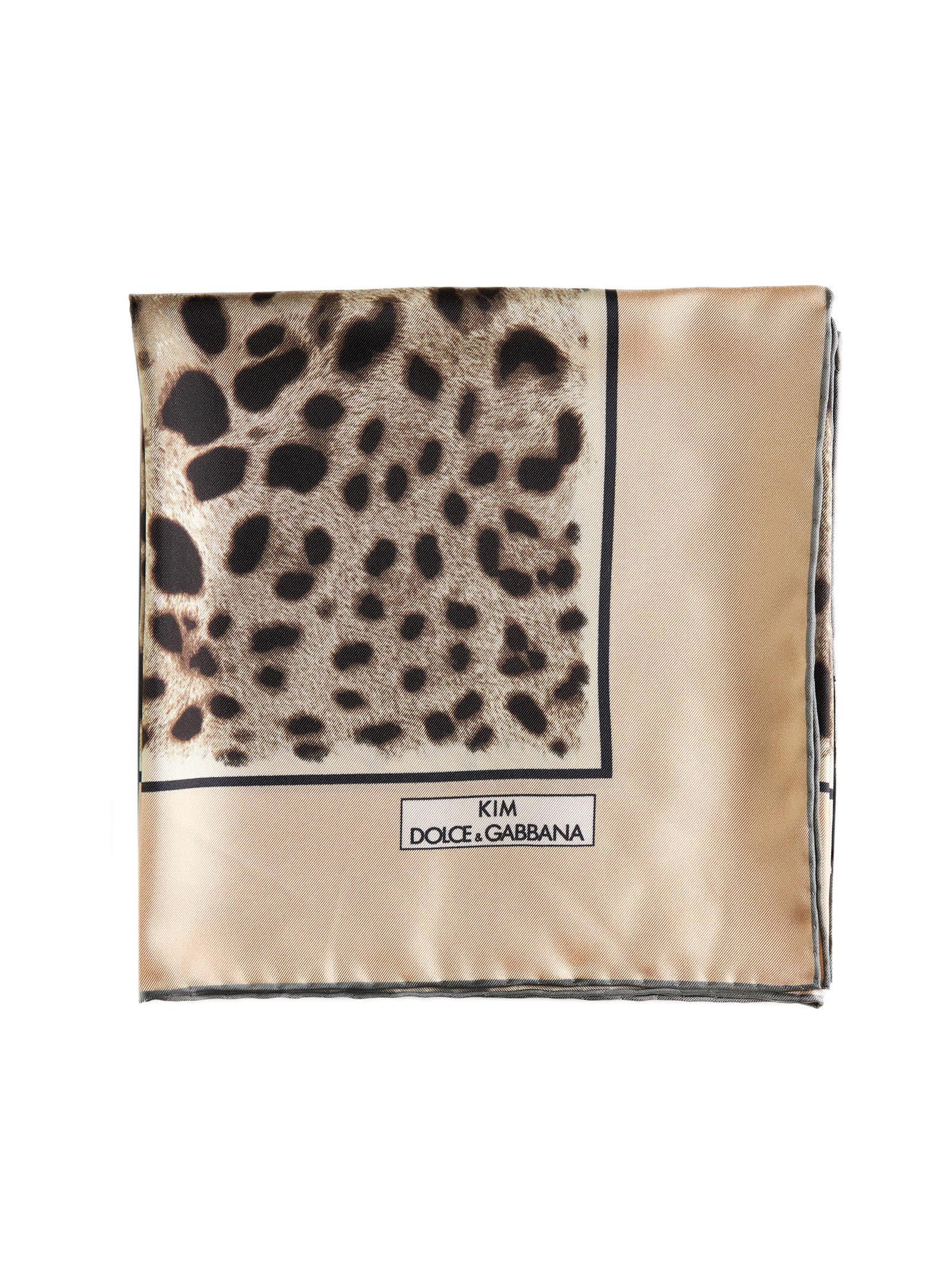 DOLCE & GABBANA Leopard-print Twill Scarf In Leo Bordo Nudo Product Image