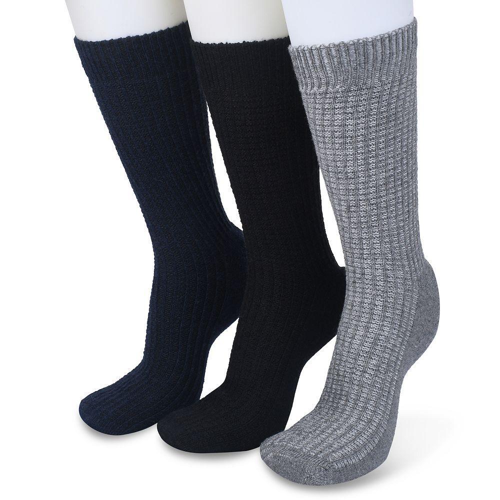 Women's GaaHuu 3-Pack Wool Blend Textured Socks, Size: 9-11, Black Gray Navy Product Image