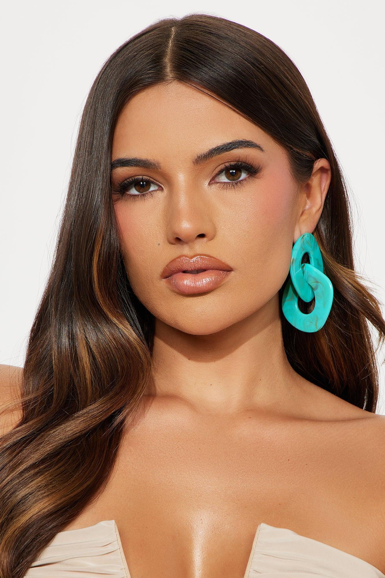Sotainy Marble Drop Earrings - Turquoise/combo Product Image