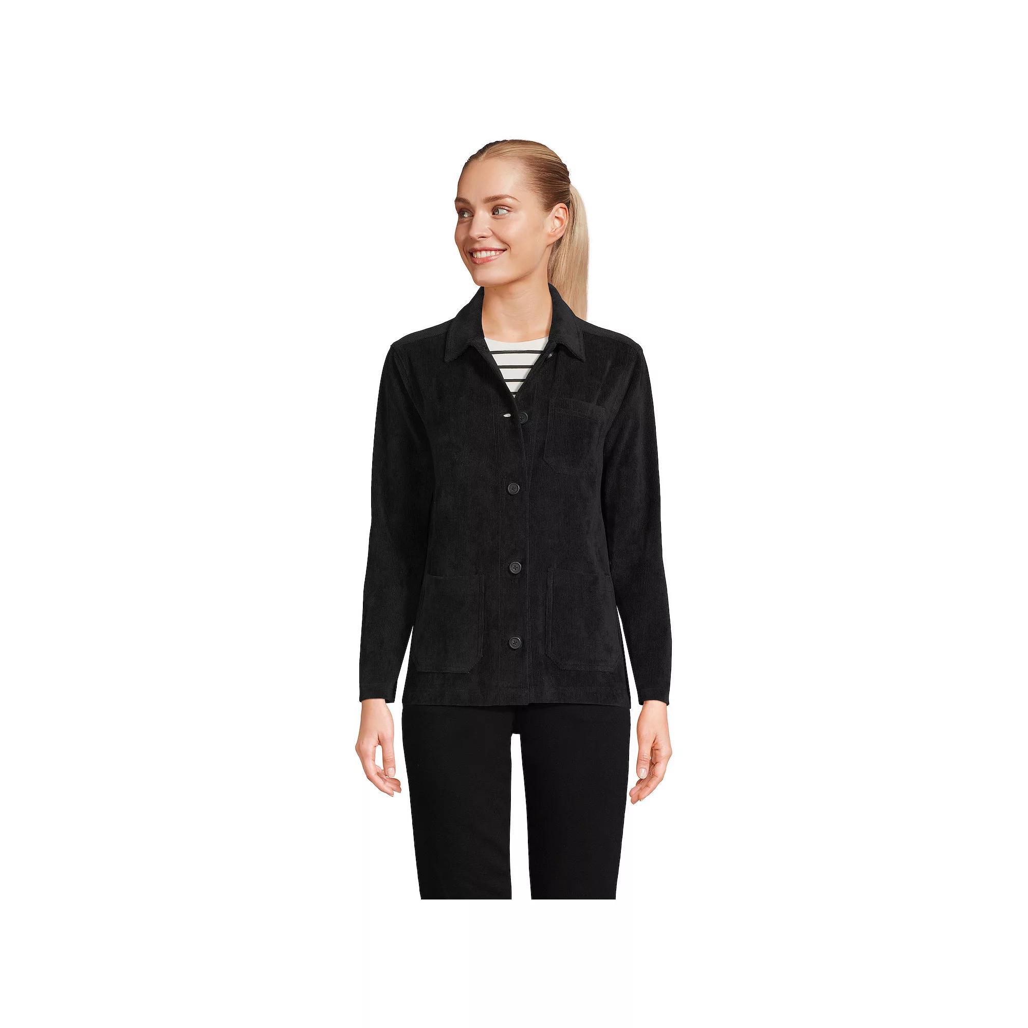Women's Lands' End Long Sleeve Sport Cord Chore Jacket, Size: XL, Black Product Image
